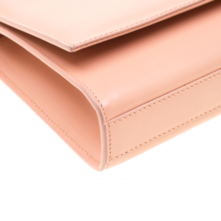 Pre Owned Saint Laurent Peach Leather Kate Tassel Clutch 