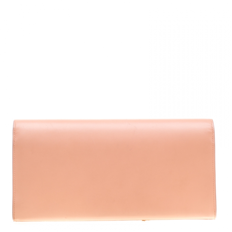 Pre Owned Saint Laurent Peach Leather Kate Tassel Clutch 