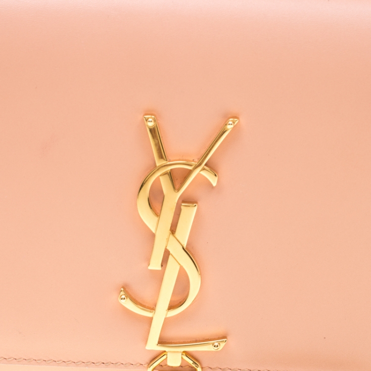 Pre Owned Saint Laurent Peach Leather Kate Tassel Clutch 