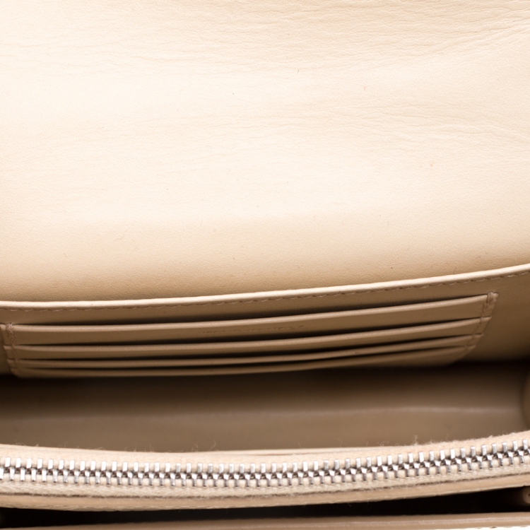 Pre Owned  Saint Laurent Beige Croc Embossed Leather Sunset Shoulder Bag