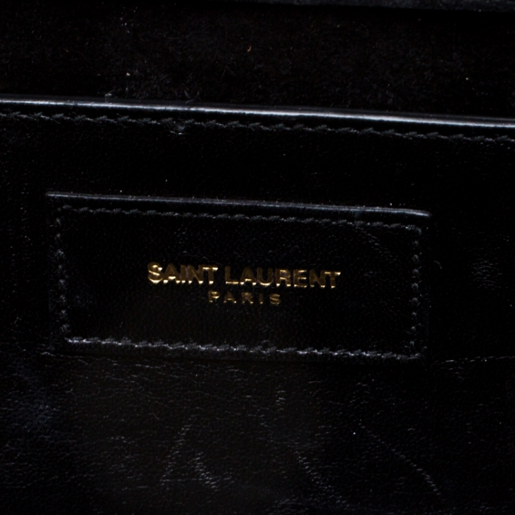 Pre Owned Saint Laurent Silver Leather Monogram Cassandre Clutch