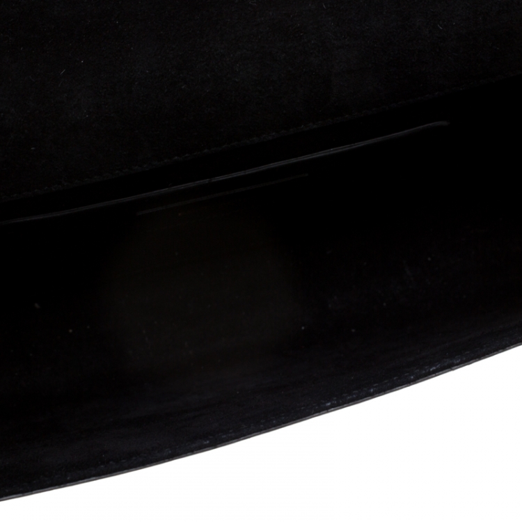 Pre Owned Saint Laurent Silver Leather Monogram Cassandre Clutch