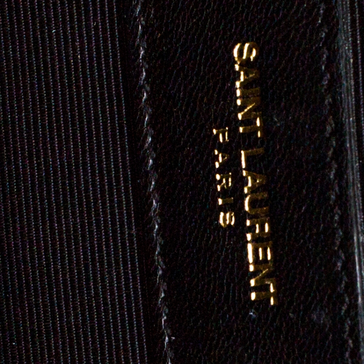 Pre Owned Saint Laurent Black Leather Monogram Envelope Shoulder Bag
