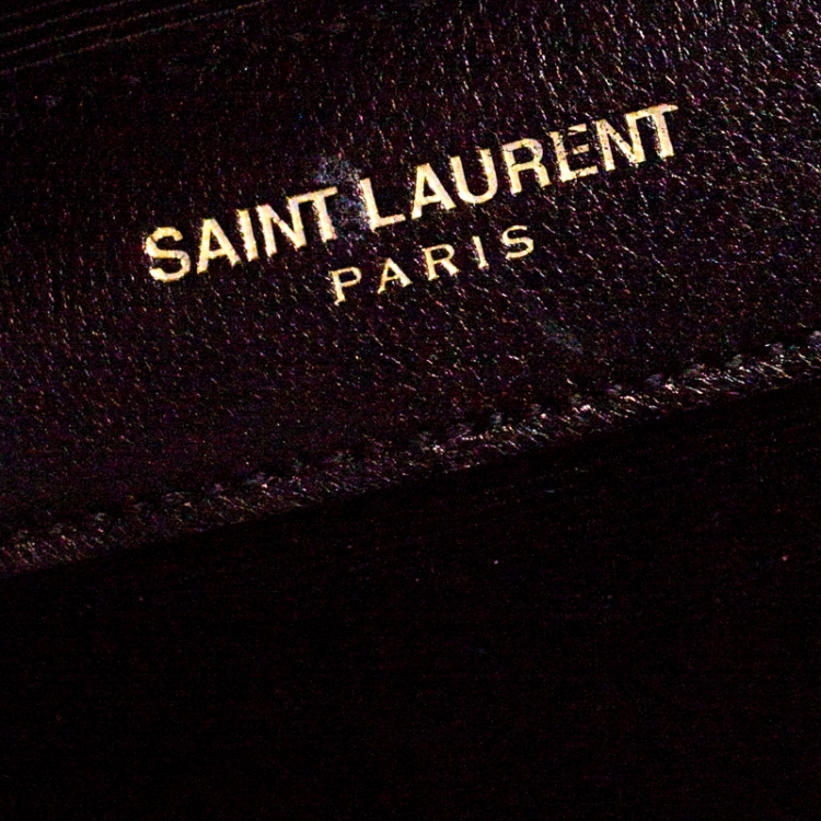 Pre Owned Saint Laurent Black Leather Monogram Envelope Shoulder Bag