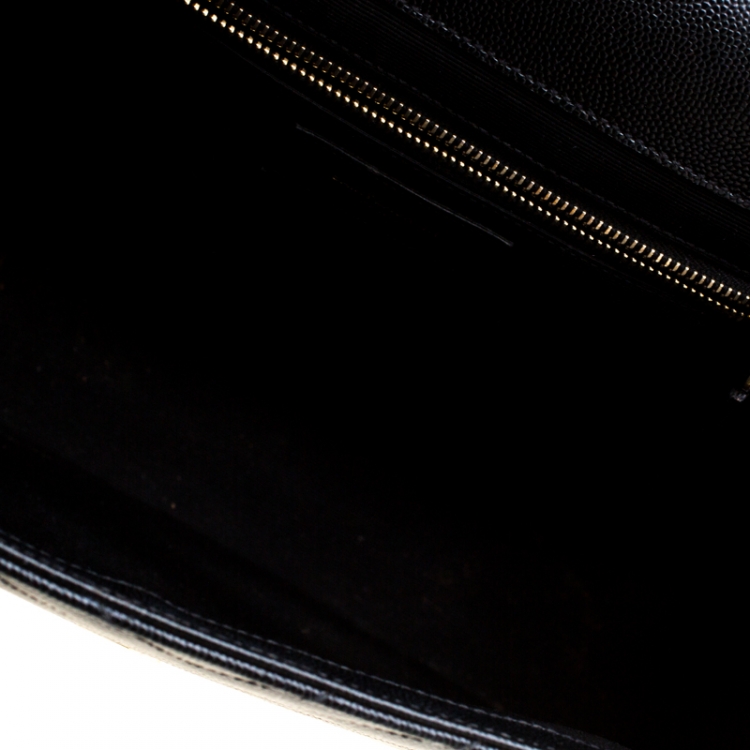 Pre Owned Saint Laurent Black Leather Monogram Envelope Shoulder Bag