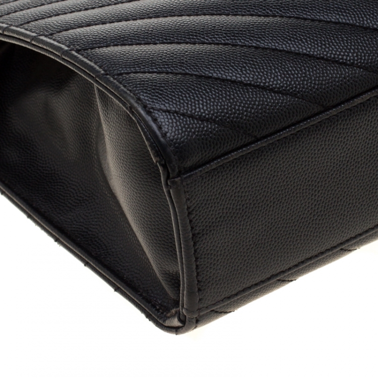 Pre Owned Saint Laurent Black Leather Monogram Envelope Shoulder Bag