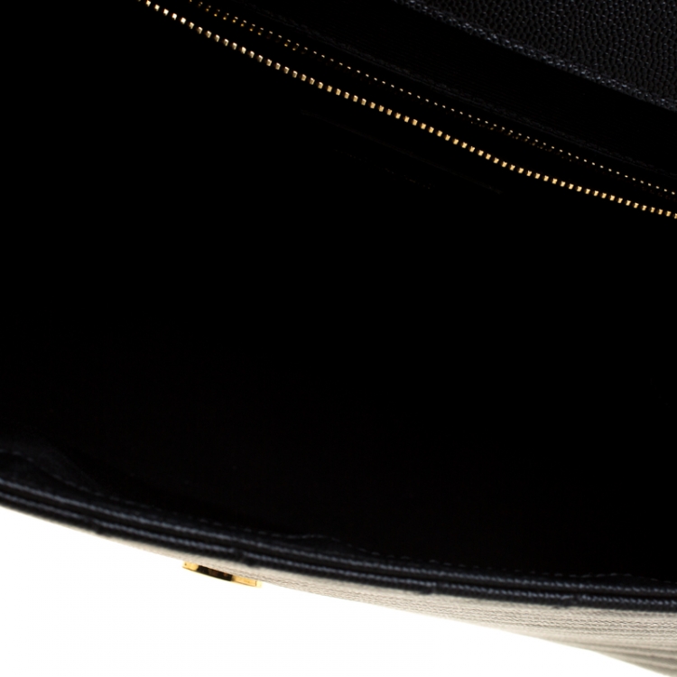 Pre Owned Saint Laurent Black Matelasse Leather Large Cassandre Flap Bag