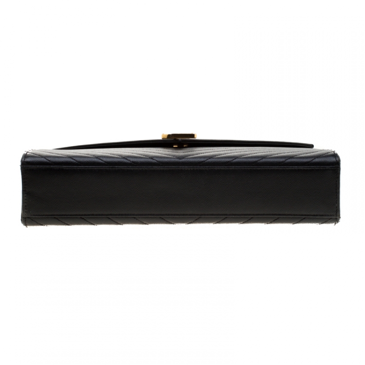 Pre Owned Saint Laurent Black Matelasse Leather Large Cassandre Flap Bag