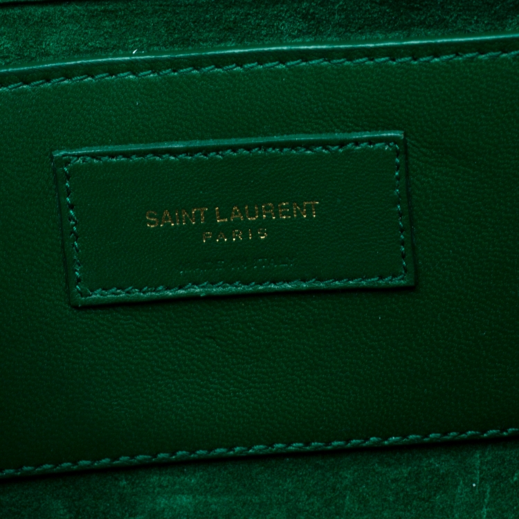 Pre Owned Saint Laurent Green Python Kate Monogram Shoulder Bag