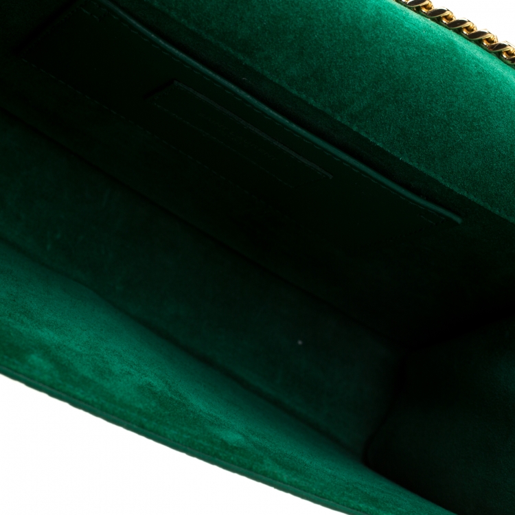 Pre Owned Saint Laurent Green Python Kate Monogram Shoulder Bag