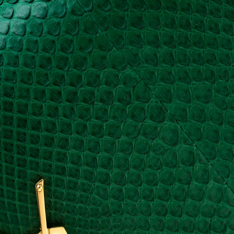 Pre Owned Saint Laurent Green Python Kate Monogram Shoulder Bag