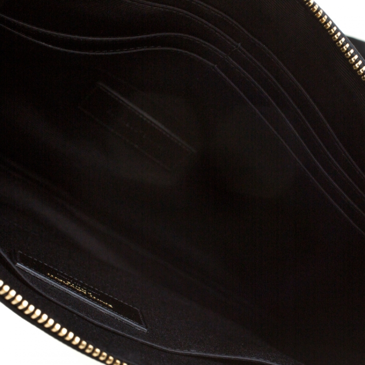 Pre Owned Saint Laurent Brown Monogram Coated Canvas Zip Pouch