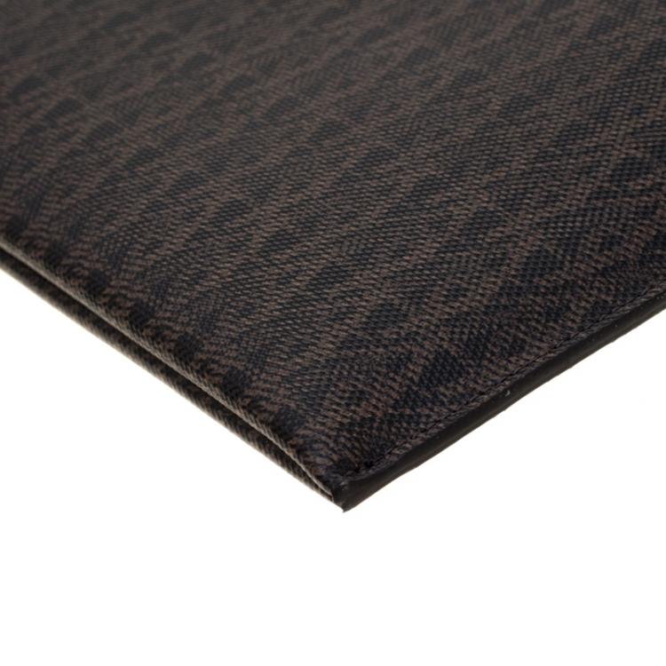Pre Owned Saint Laurent Brown Monogram Coated Canvas Zip Pouch