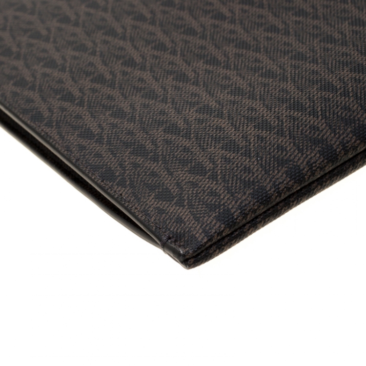 Pre Owned Saint Laurent Brown Monogram Coated Canvas Zip Pouch