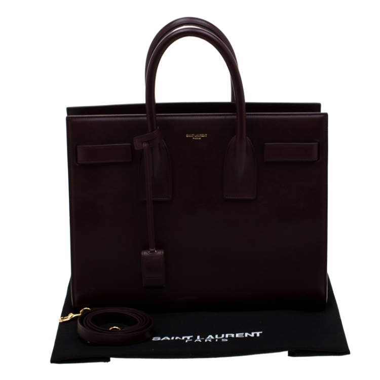 Pre Owned Saint Laurent Burgundy Leather Small Classic Sac De Jour Tote