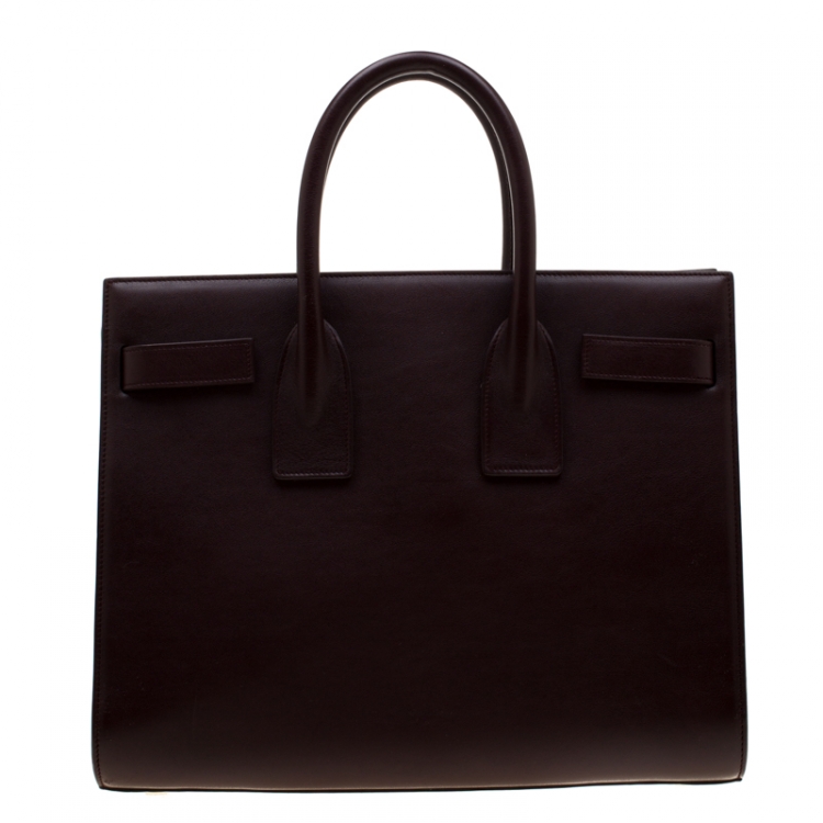Pre Owned Saint Laurent Burgundy Leather Small Classic Sac De Jour Tote