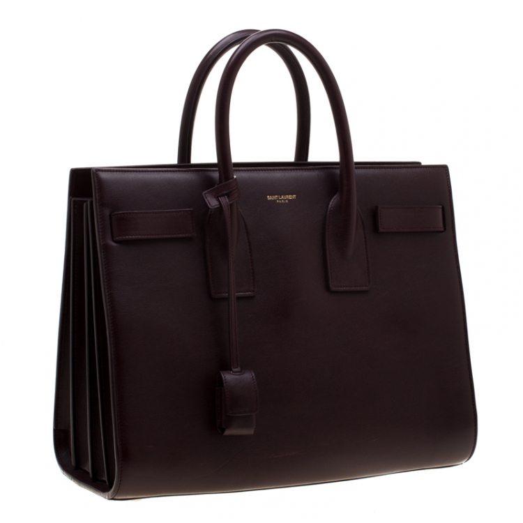 Pre Owned Saint Laurent Burgundy Leather Small Classic Sac De Jour Tote