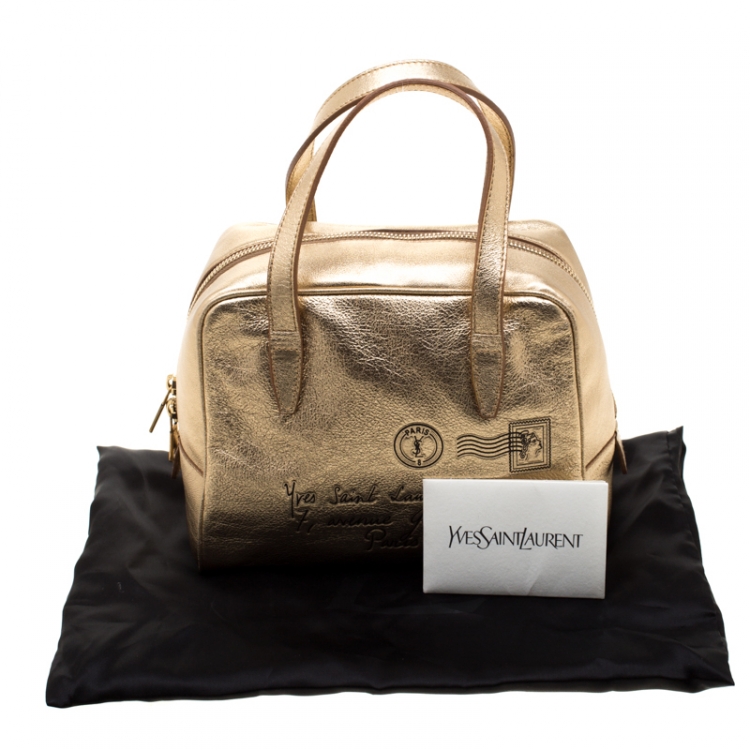 Pre Owned Saint Laurent Gold Leather Y Mail Mini Bag
