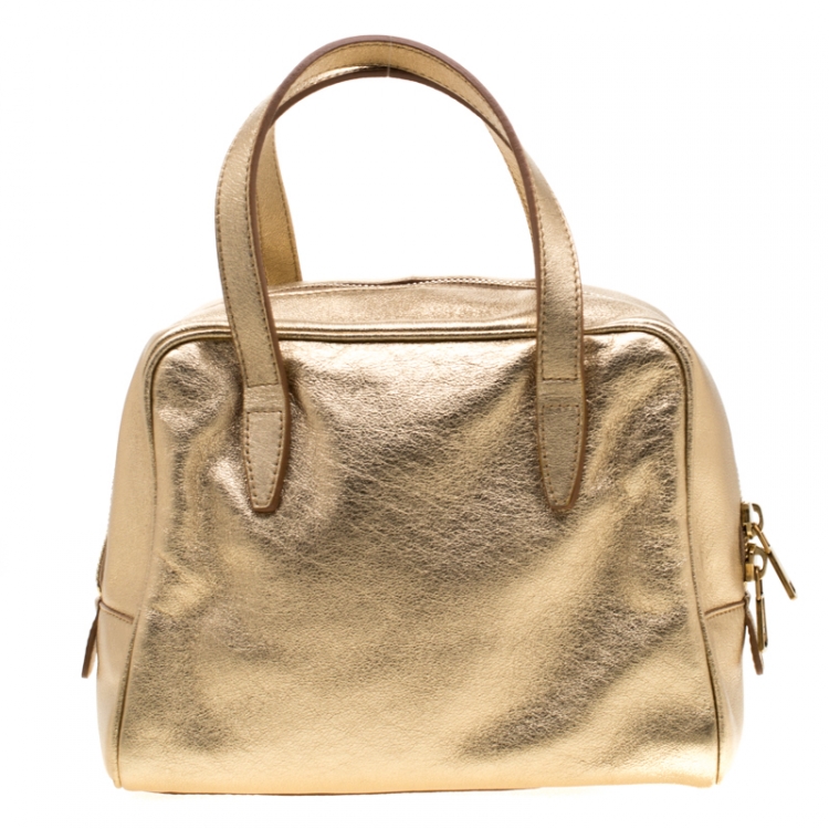 Pre Owned Saint Laurent Gold Leather Y Mail Mini Bag