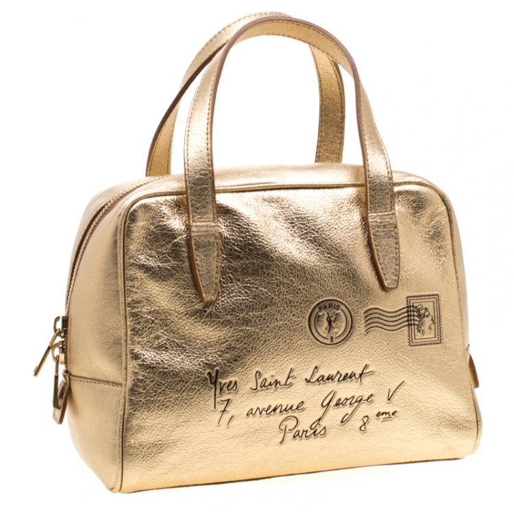 Pre Owned Saint Laurent Gold Leather Y Mail Mini Bag