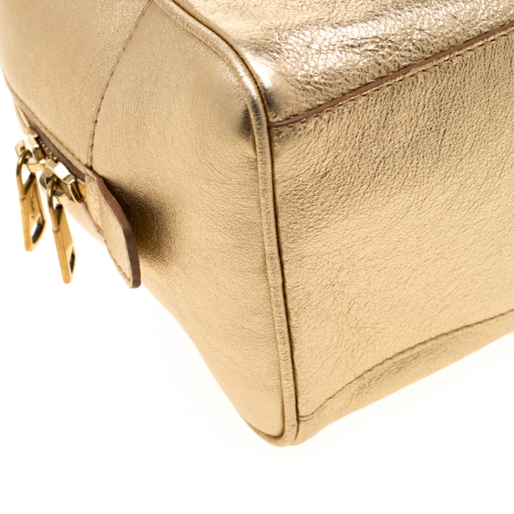 Pre Owned Saint Laurent Gold Leather Y Mail Mini Bag