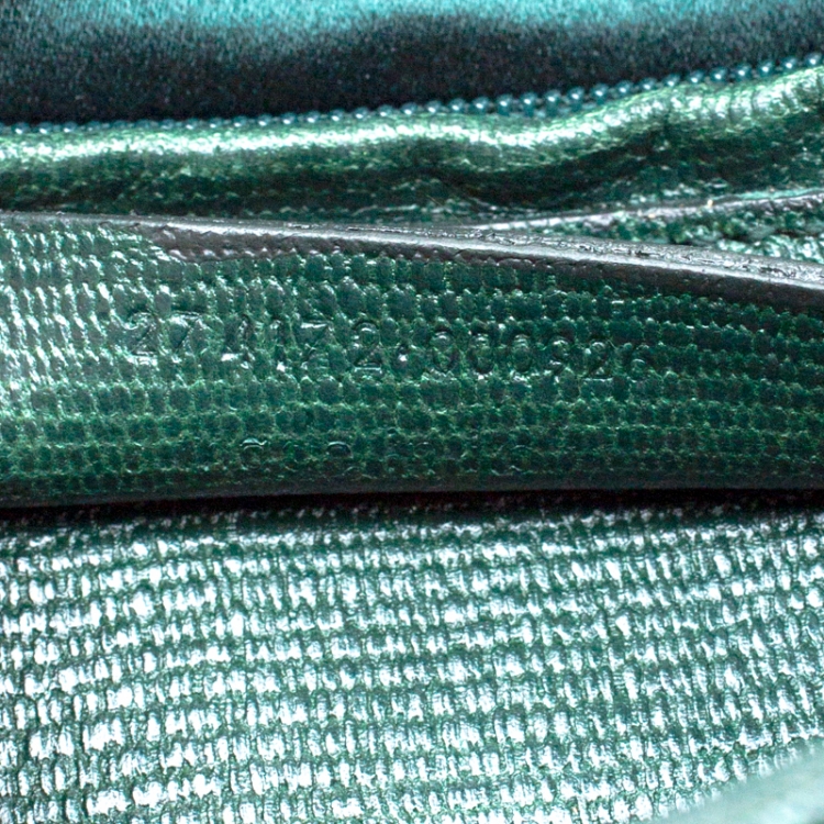 Pre Owned Saint Laurent Green Textured Leather Medium Chyc Flap Bag