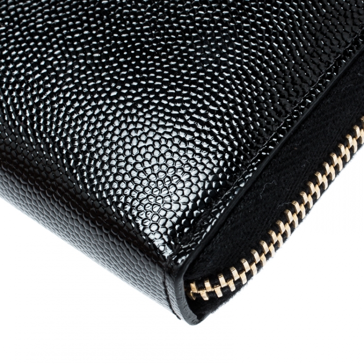 Pre Owned Saint Laurent Paris Black Leather Zip Around Wallet