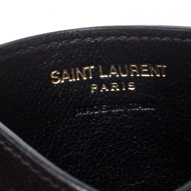 Pre Owned Saint Laurent Black Monogram Matelasse Leather Logo Card Holder