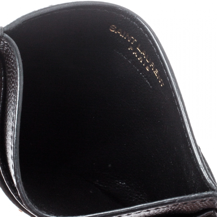 Pre Owned Saint Laurent Black Monogram Matelasse Leather Logo Card Holder