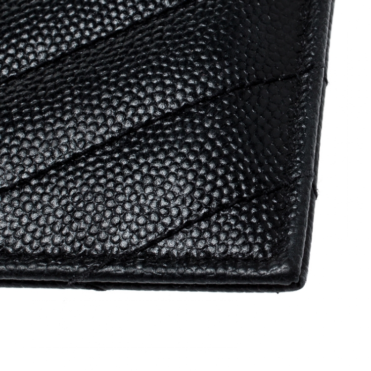 Pre Owned Saint Laurent Black Monogram Matelasse Leather Logo Card Holder