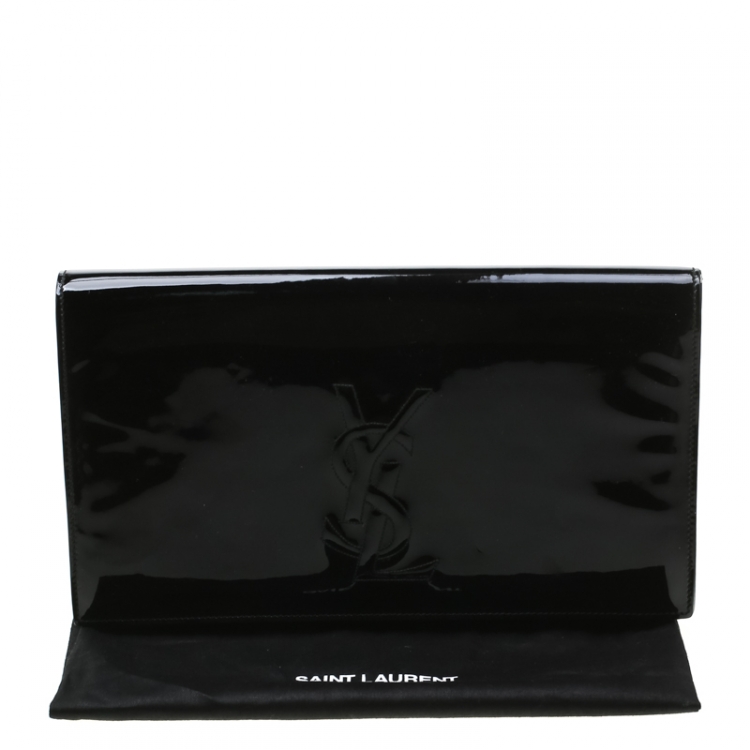 مملوكة مسبقًا Saint Laurent Black Patent Leather Belle De Jour Flap Clutch