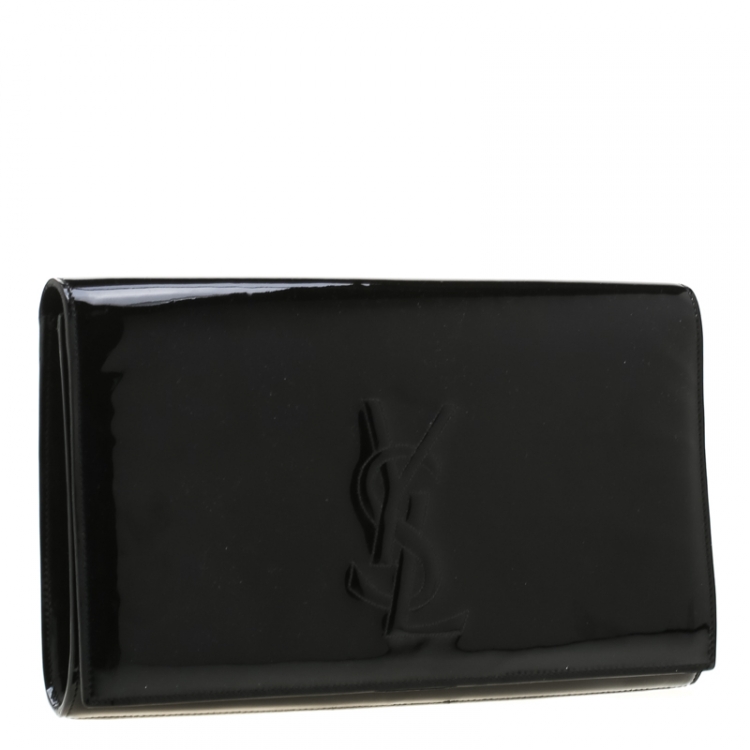 مملوكة مسبقًا Saint Laurent Black Patent Leather Belle De Jour Flap Clutch