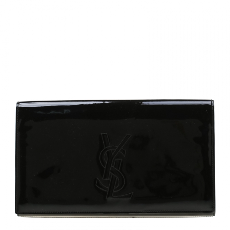 مملوكة مسبقًا Saint Laurent Black Patent Leather Belle De Jour Flap Clutch