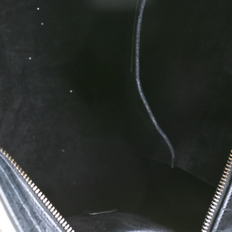 Pre Owned Saint Laurent Black Croc Embossed Leather Small Monogram Cabas Tote