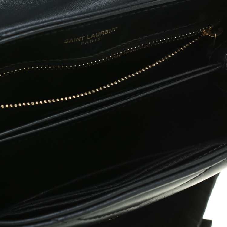 Pre Owned Saint Laurent Black Matelasse Leather Loulou Toy Shoulder Bag