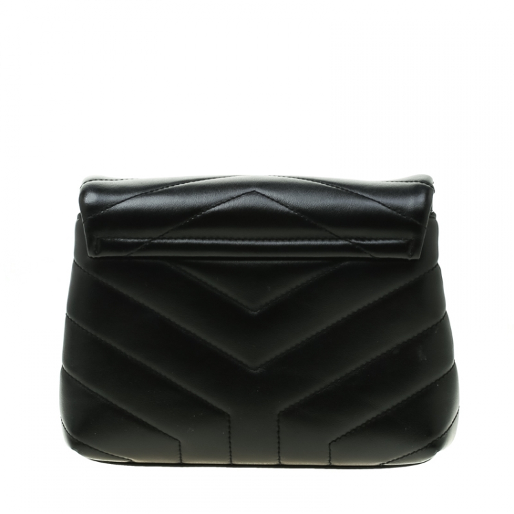 Pre Owned Saint Laurent Black Matelasse Leather Loulou Toy Shoulder Bag