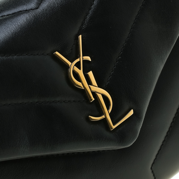 Pre Owned Saint Laurent Black Matelasse Leather Loulou Toy Shoulder Bag