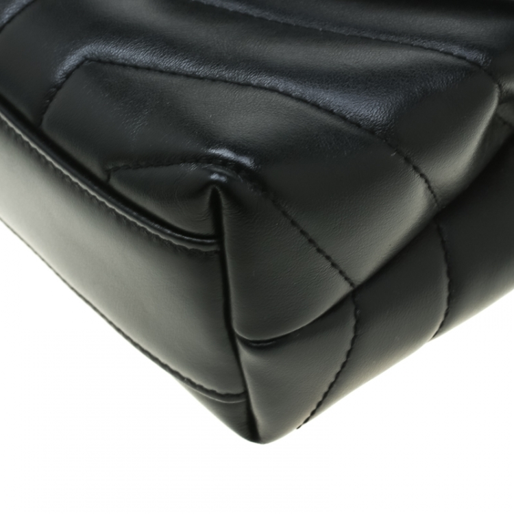Pre Owned Saint Laurent Black Matelasse Leather Loulou Toy Shoulder Bag