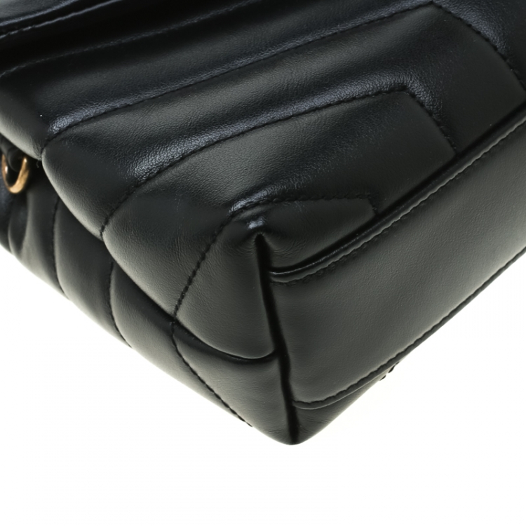 Pre Owned Saint Laurent Black Matelasse Leather Loulou Toy Shoulder Bag