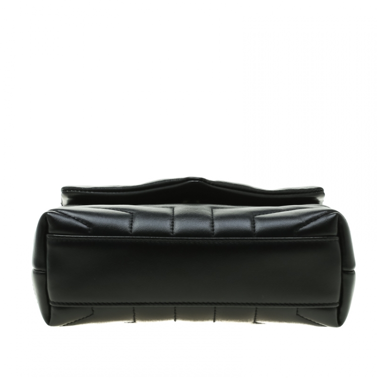 Pre Owned Saint Laurent Black Matelasse Leather Loulou Toy Shoulder Bag