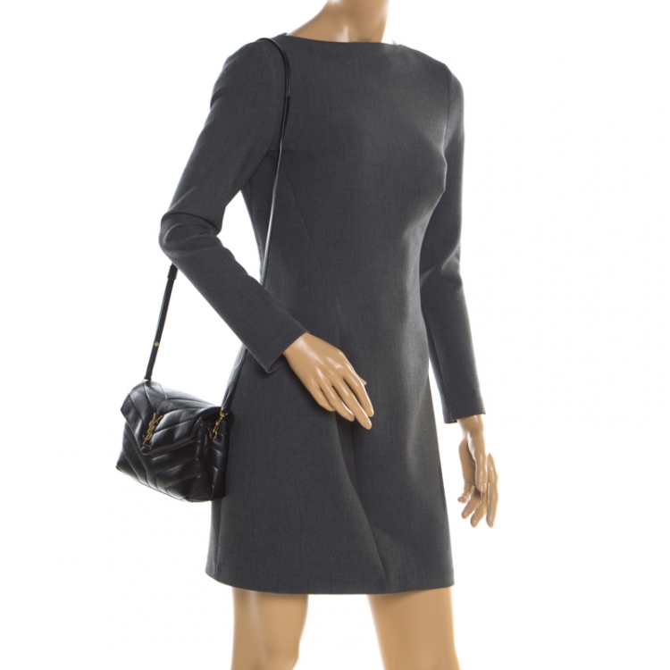 Pre Owned Saint Laurent Black Matelasse Leather Loulou Toy Shoulder Bag