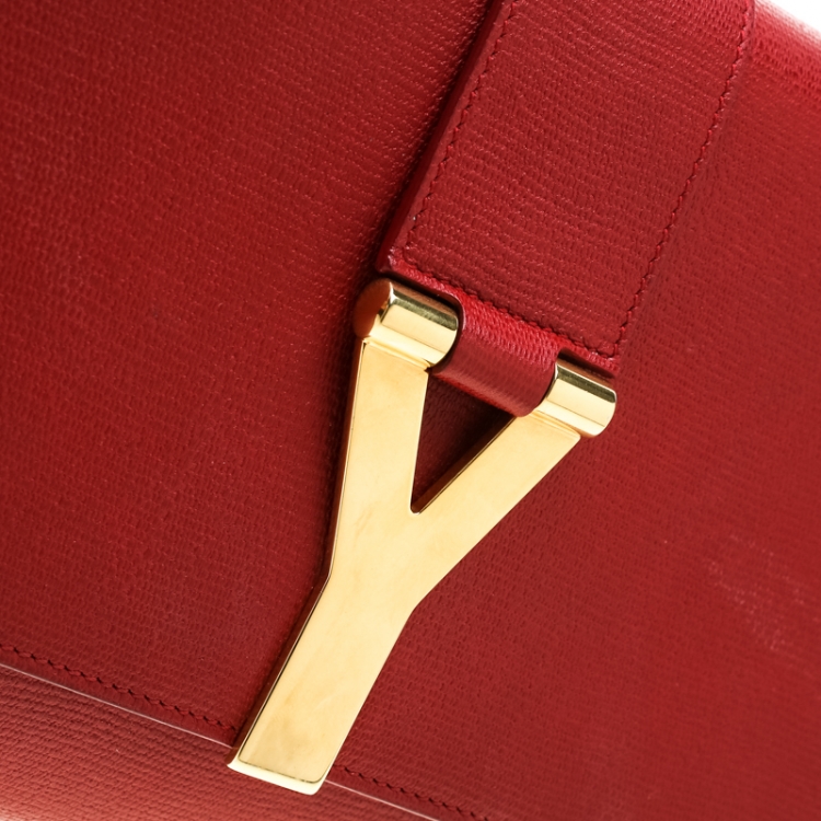 Pre Owned Saint Laurent Red Leather Large Chyc Clutch