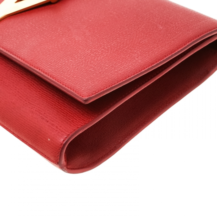 Pre Owned Saint Laurent Red Leather Large Chyc Clutch