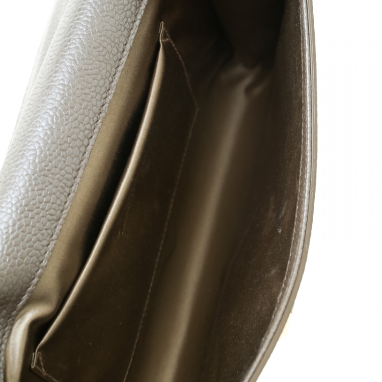 Pre Owned Saint Laurent Grey Leather Muse Clutch
