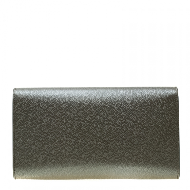 Pre Owned Saint Laurent Grey Leather Muse Clutch