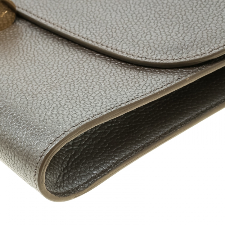 Pre Owned Saint Laurent Grey Leather Muse Clutch