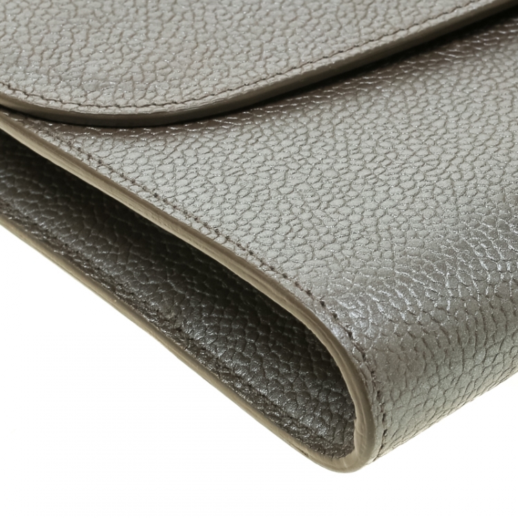 Pre Owned Saint Laurent Grey Leather Muse Clutch