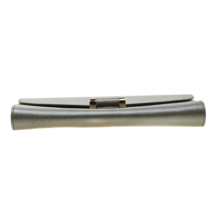 Pre Owned Saint Laurent Grey Leather Muse Clutch