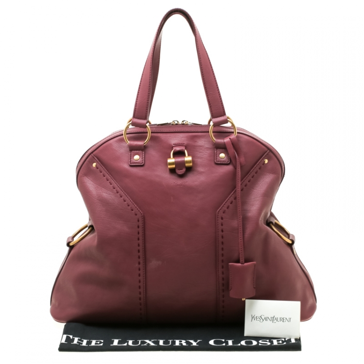 Pre Owned Saint Laurent Bubble Gum Pink Leather Oversized Muse Bag