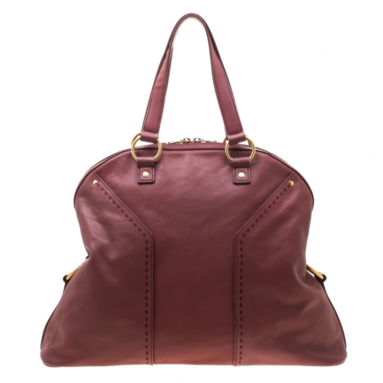 Pre Owned Saint Laurent Bubble Gum Pink Leather Oversized Muse Bag